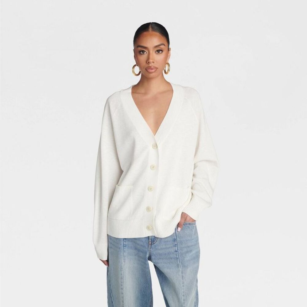 KBB by KAHLANA Women's 'The Grandpa Cardi Sweater' - Cream S